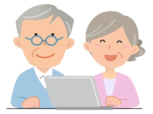 パソコン操作をする夫婦